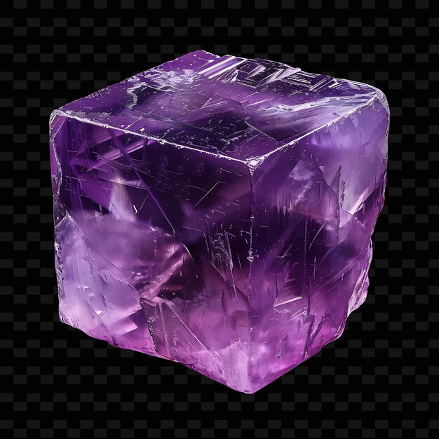 PSD um cubo de diamante roxo senta-se em um fundo preto