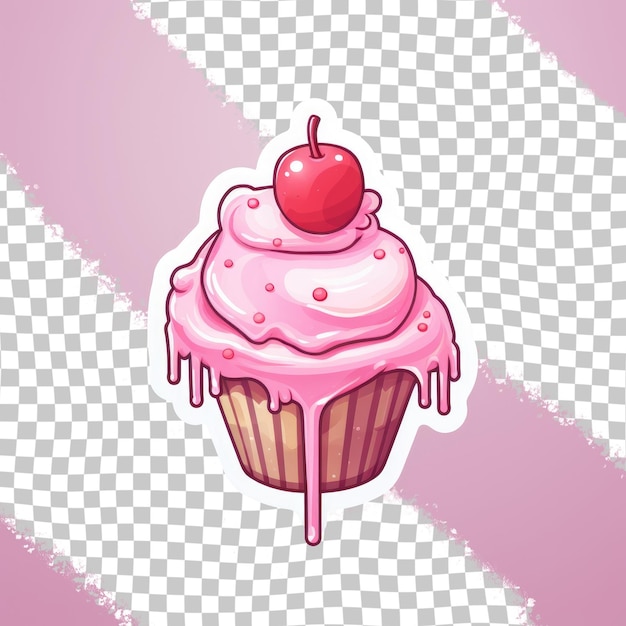 PSD um cupcake rosa com uma cereja em cima dele