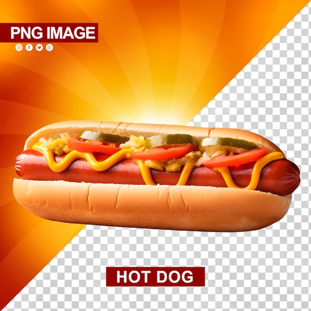 PSD um delicioso cachorro-quente com ketchup e mostarda