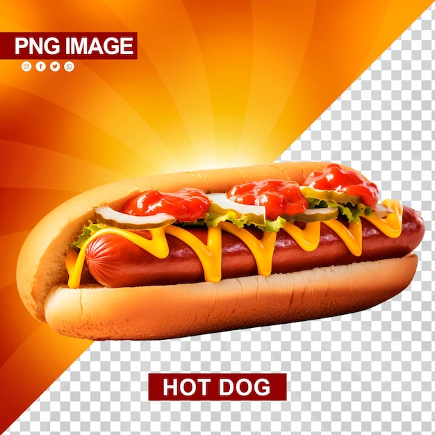 PSD um delicioso cachorro-quente com ketchup e mostarda