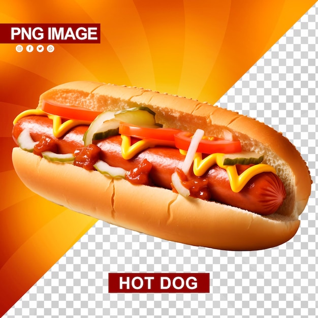 PSD um delicioso cachorro-quente com ketchup e mostarda