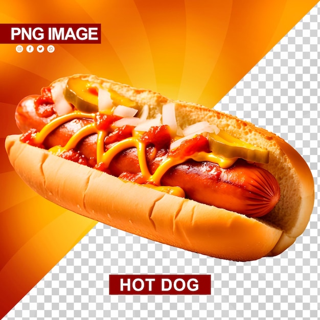 PSD um delicioso cachorro-quente com ketchup e mostarda