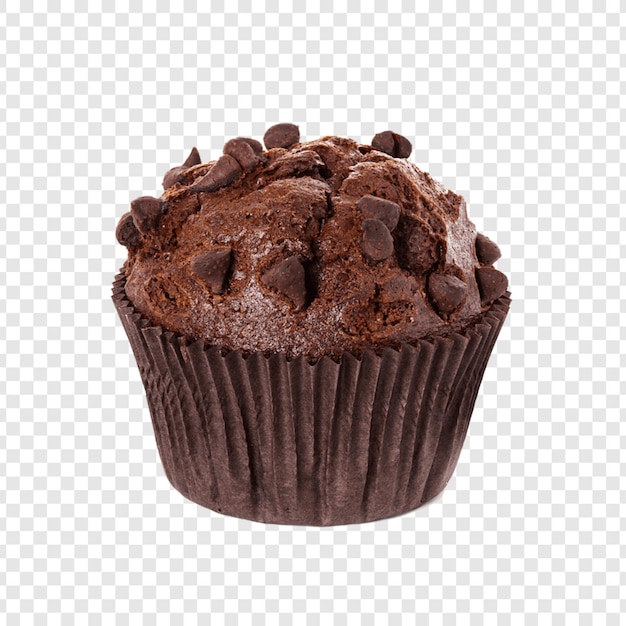 Um delicioso muffin de chocolate com batatas fritas de chocolate