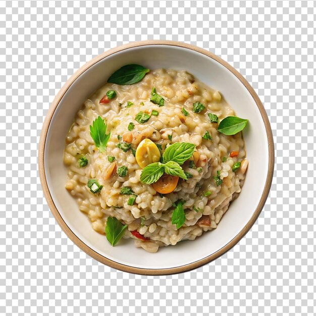 PSD um delicioso prato de arroz cremoso em fundo transparente