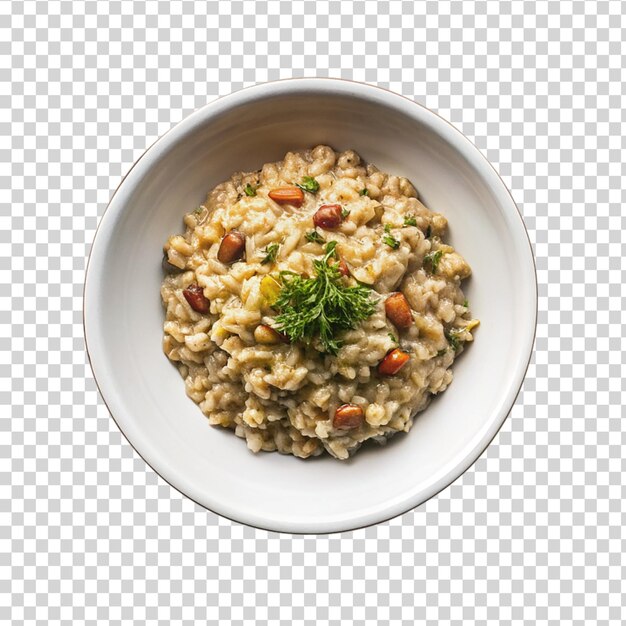 PSD um delicioso prato de arroz cremoso em fundo transparente