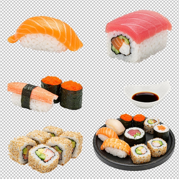 Um delicioso prato de sushi.