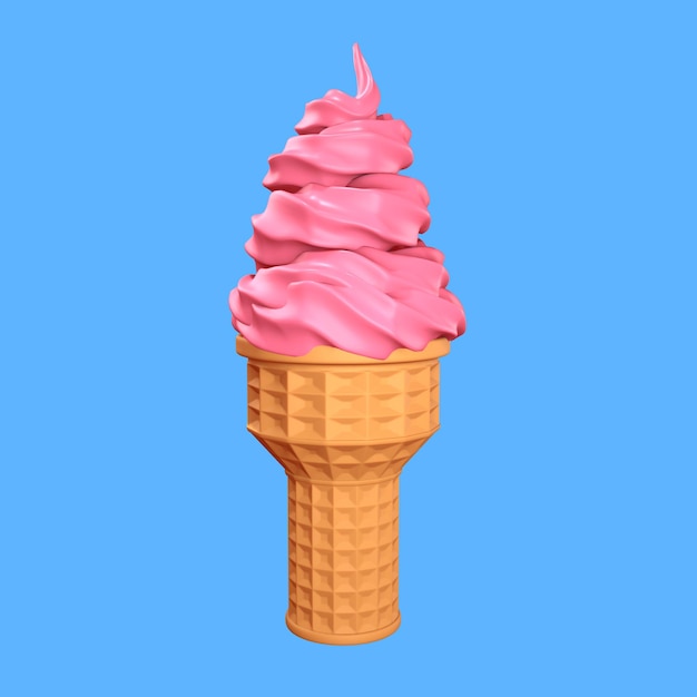 Um delicioso sorvete rosa 3d
