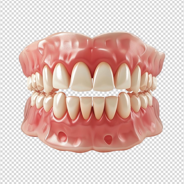 PSD um dente dolorido em meio a dentes saudáveis isolados em fundo transparente png