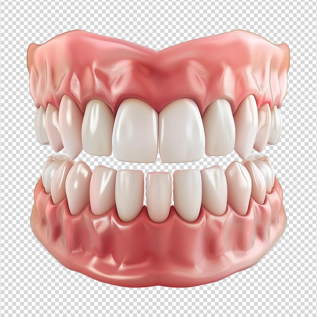 PSD um dente dolorido em meio a dentes saudáveis isolados em fundo transparente png