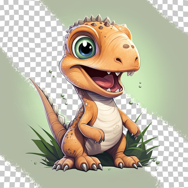 Baixe Dinossauro de desenho animado divertido e brincalhão com olhos verdes  PNG - Creative Fabrica