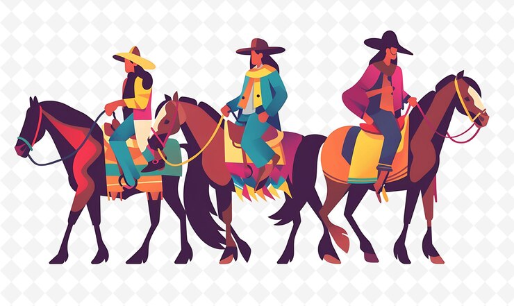 PSD um desenho animado de um homem em um cavalo com um chapéu e um chapéu