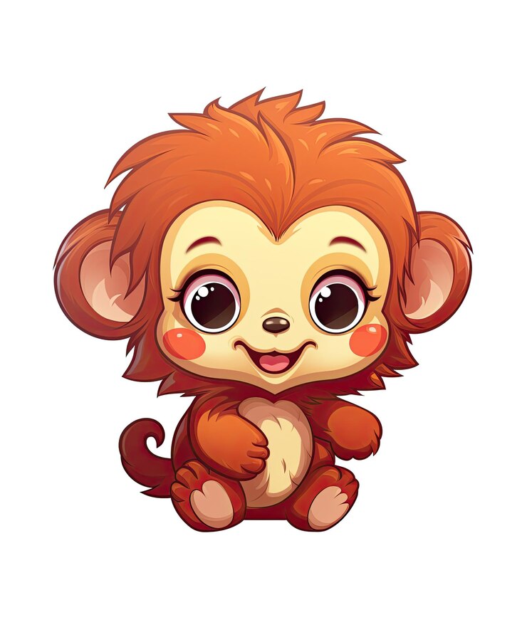 PSD um desenho animado de um macaco com um nariz vermelho e um fundo branco