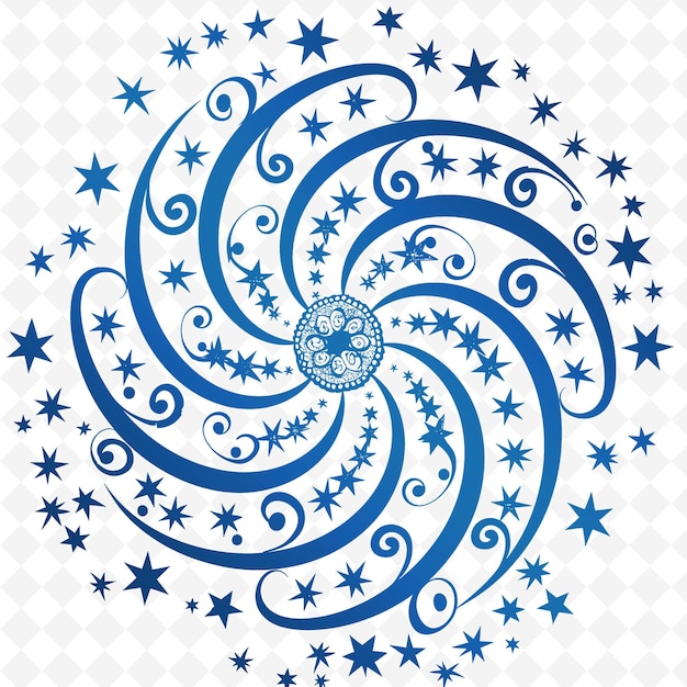 Um desenho azul e branco de um círculo com as estrelas nele