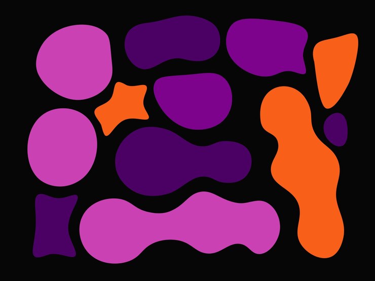 PSD um desenho colorido com círculos roxos e laranjas e uma estrela nele