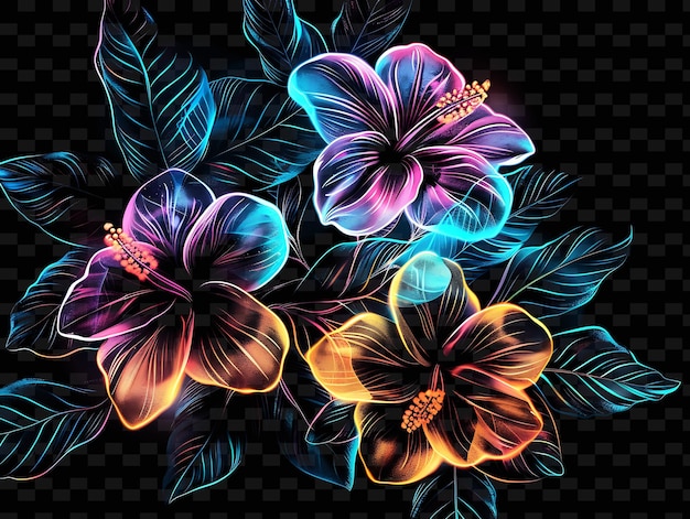 um desenho colorido com flores de hibisco