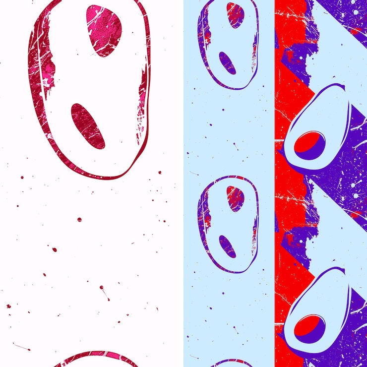 PSD um desenho colorido de um rosto com um fundo azul e roxo