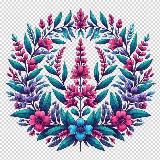 PSD um desenho colorido de uma coroa de flores