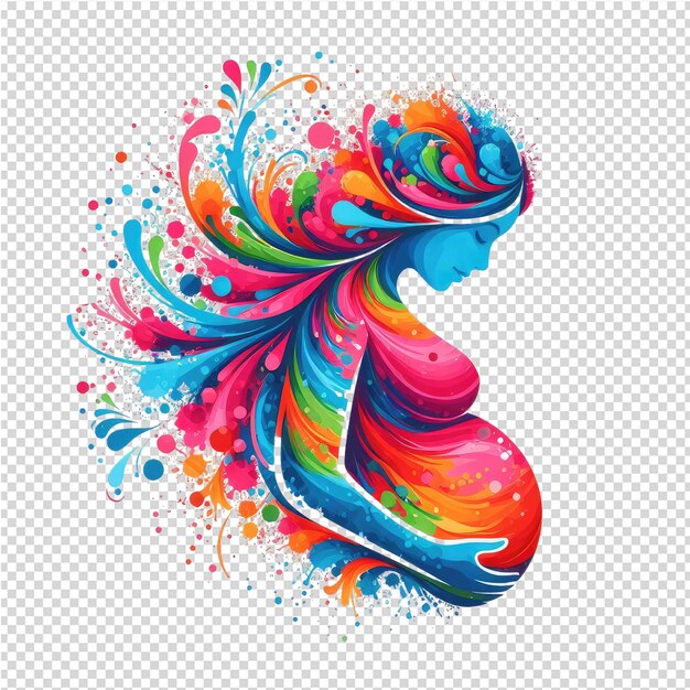 PSD um desenho colorido de uma mulher com um arco-íris na cabeça