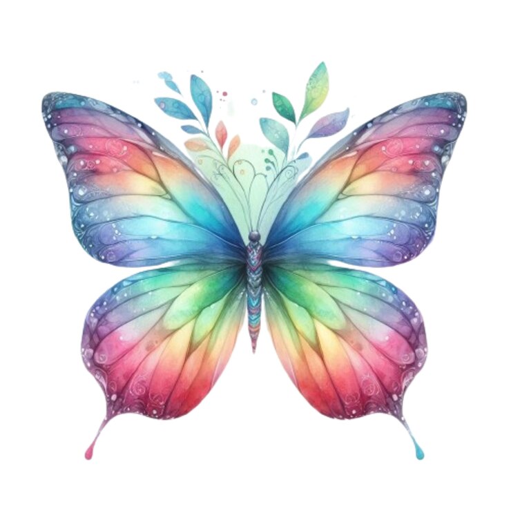 PSD um desenho de borboleta colorida com as palavras borboleta na parte inferior