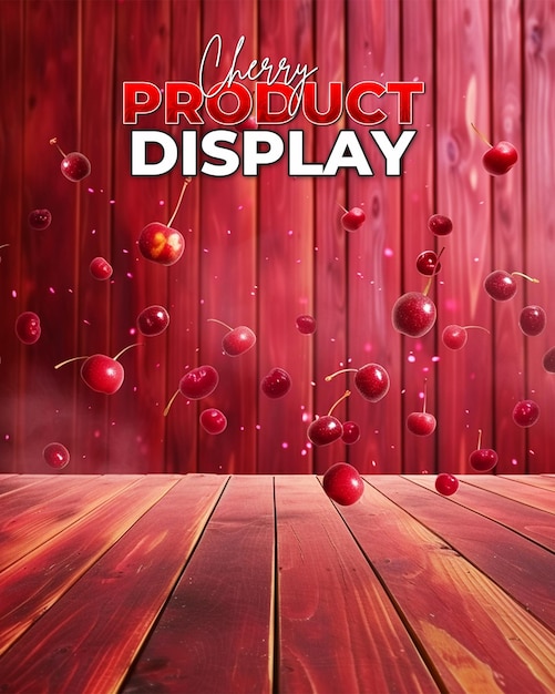Um desenho de cartaz para apresentação de produtos com cherry