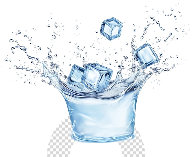 um desenho de cubos de gelo sendo espalhados sobre uma gota de água