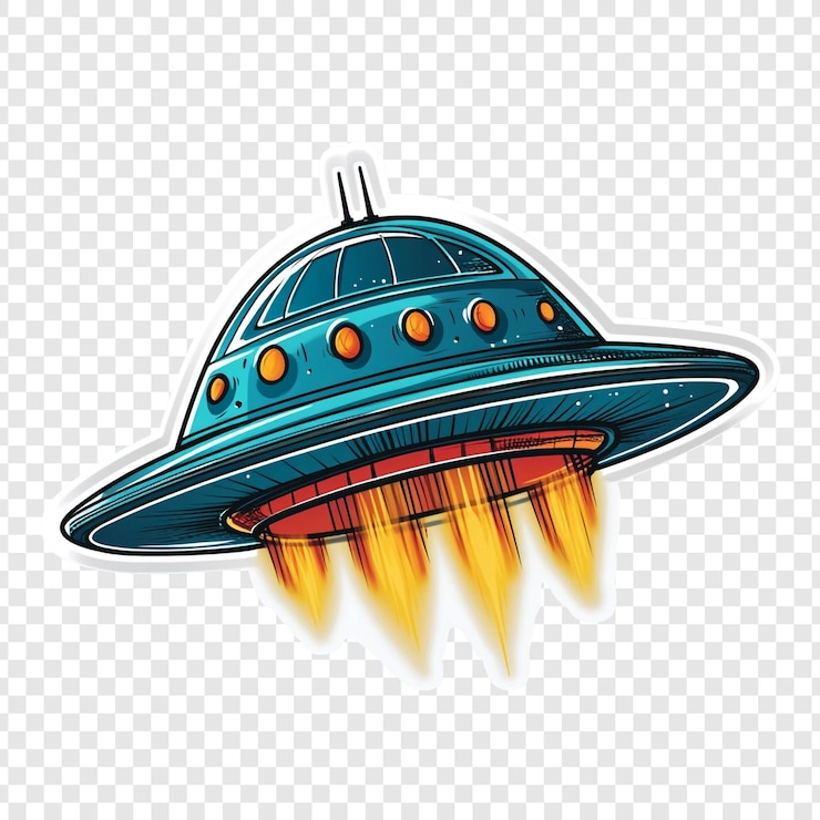 PSD um desenho de desenho animado de uma nave espacial com um foguete no topo
