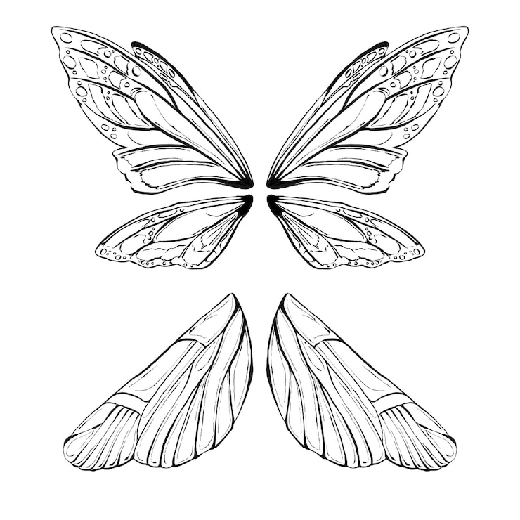 PSD um desenho de duas asas de borboleta com a palavra borboleta à esquerda.