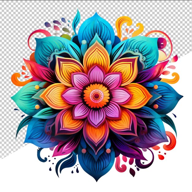 Um desenho de flor colorido é mostrado com a palavra flor na parte inferior