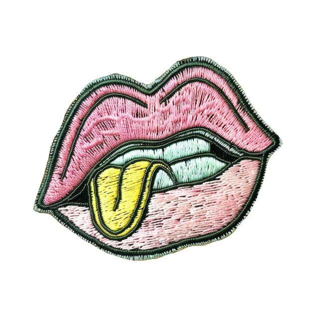PSD um desenho de lábios cor-de-rosa com uma borda verde