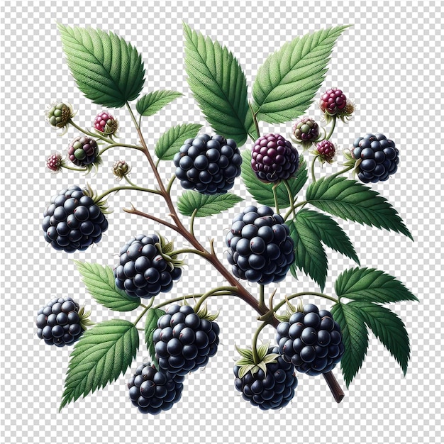 PSD um desenho de um blackberry com uma folha verde