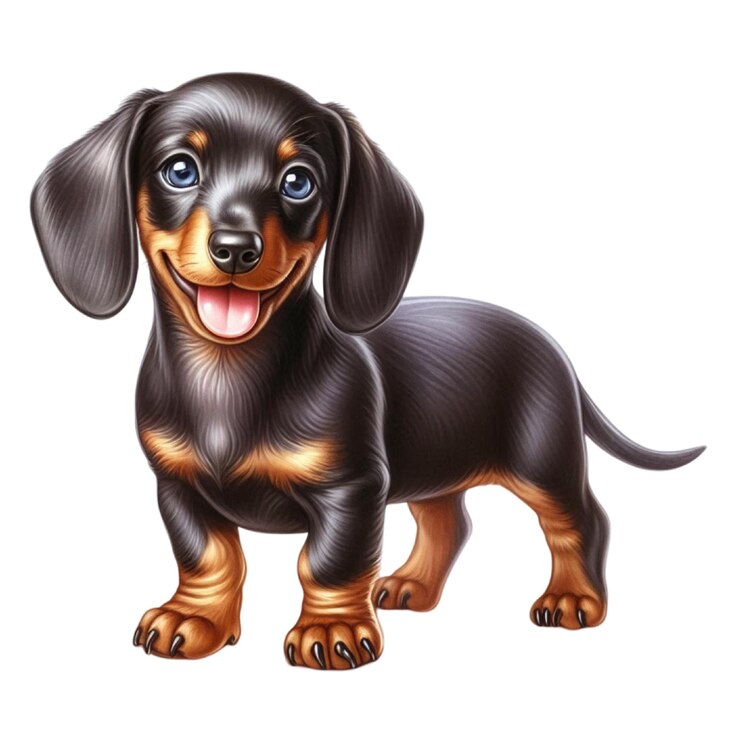 PSD um desenho de um cão dachshund com o nome dachshunt nele