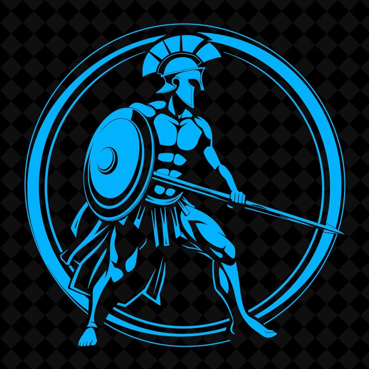 PSD um desenho de um cavaleiro com um escudo e um escudo