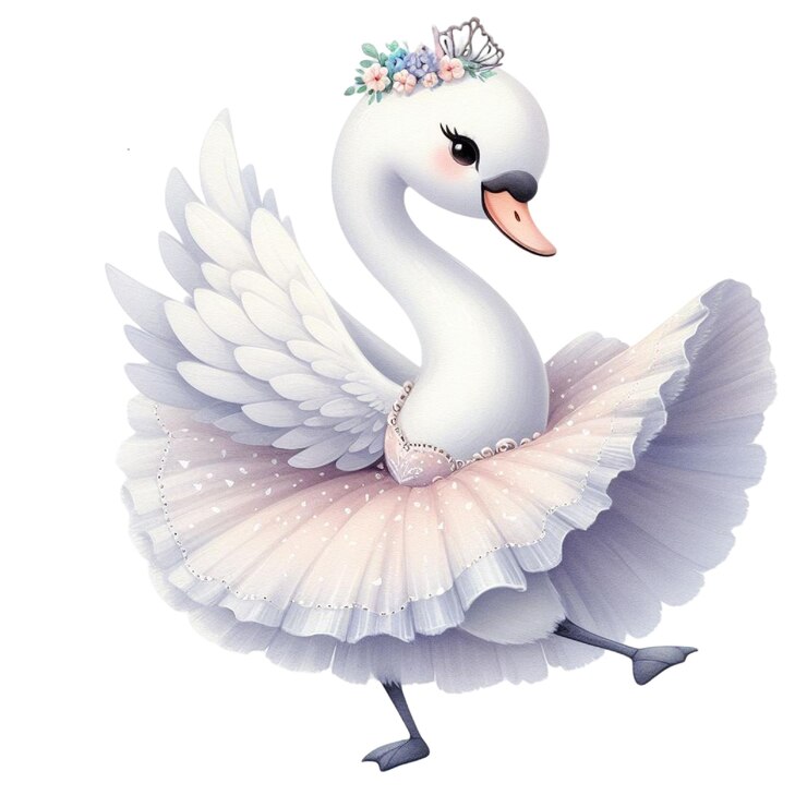PSD um desenho de um cisne com uma coroa na cabeça e asas