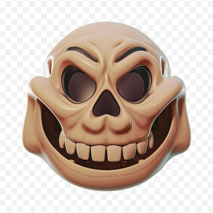 PSD um desenho de um crânio com um grande sorriso nele