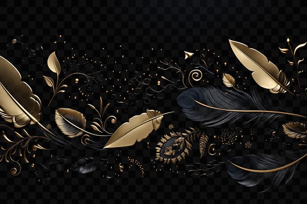 PSD um desenho de um fundo floral dourado com uma folha de ouro e um padrão floral