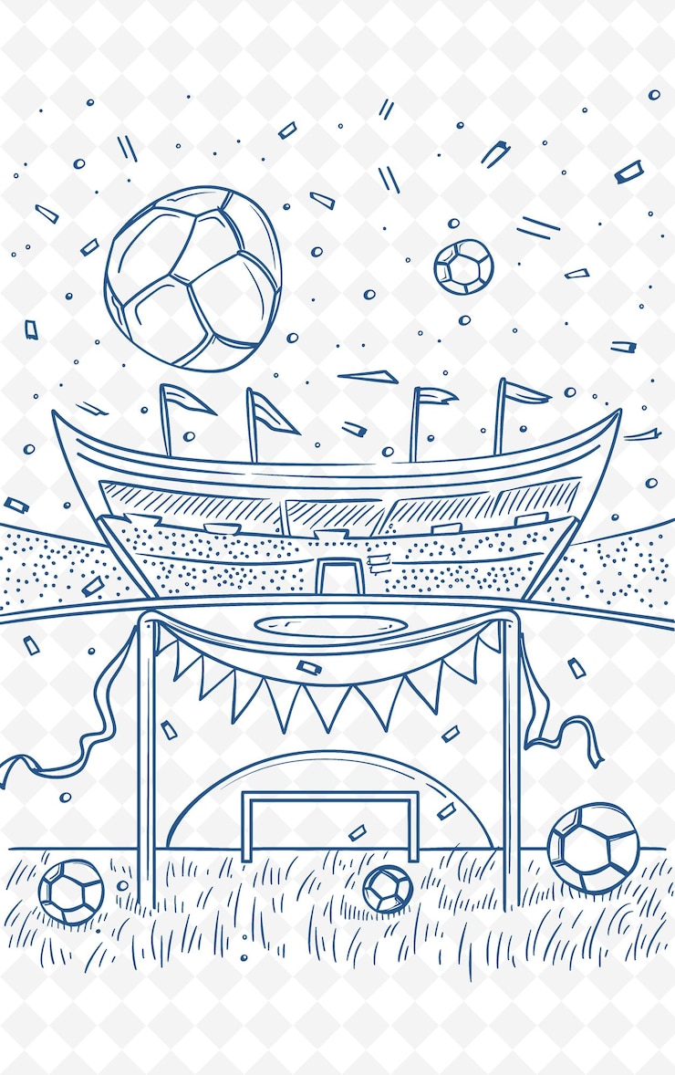 PSD um desenho de um gol de futebol com um gol e uma bola de futebal