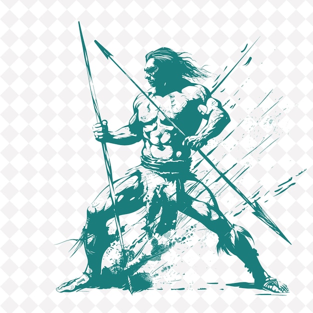 PSD um desenho de um guerreiro com uma espada e um escudo
