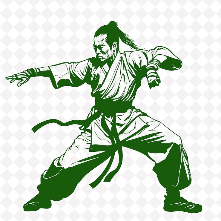 PSD um desenho de um homem com um arco e um cinto que diz "kimono"