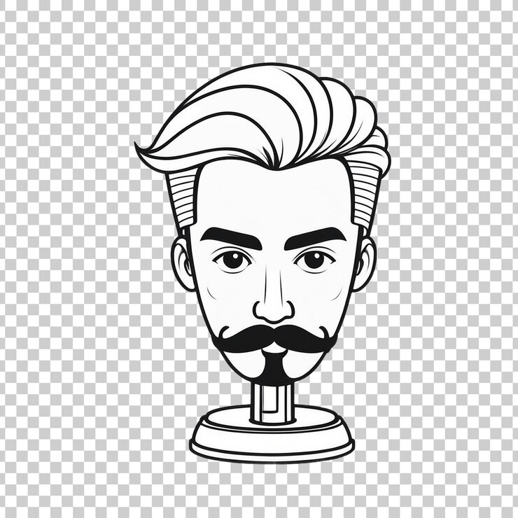 PSD um desenho de um homem com um bigode e um bigode isolado em fundo transparente
