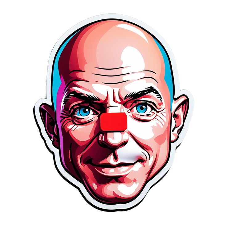 PSD um desenho de um homem com um nariz vermelho e um nariz vermello
