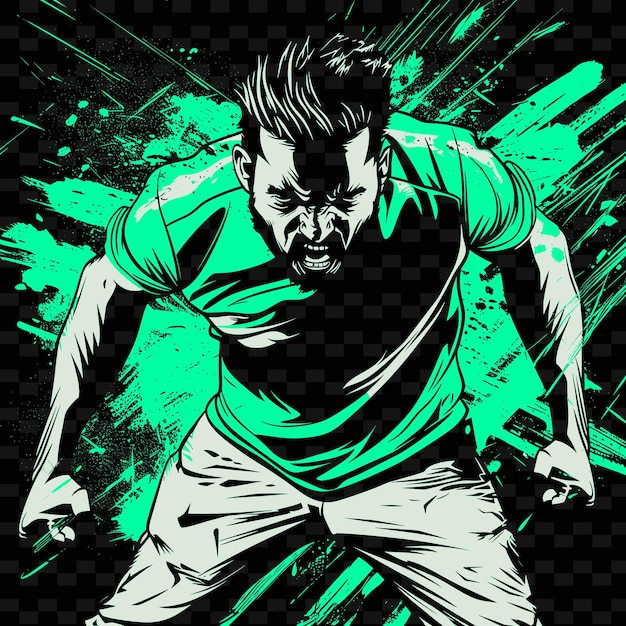 Um desenho de um homem com uma camisa verde que diz futebol