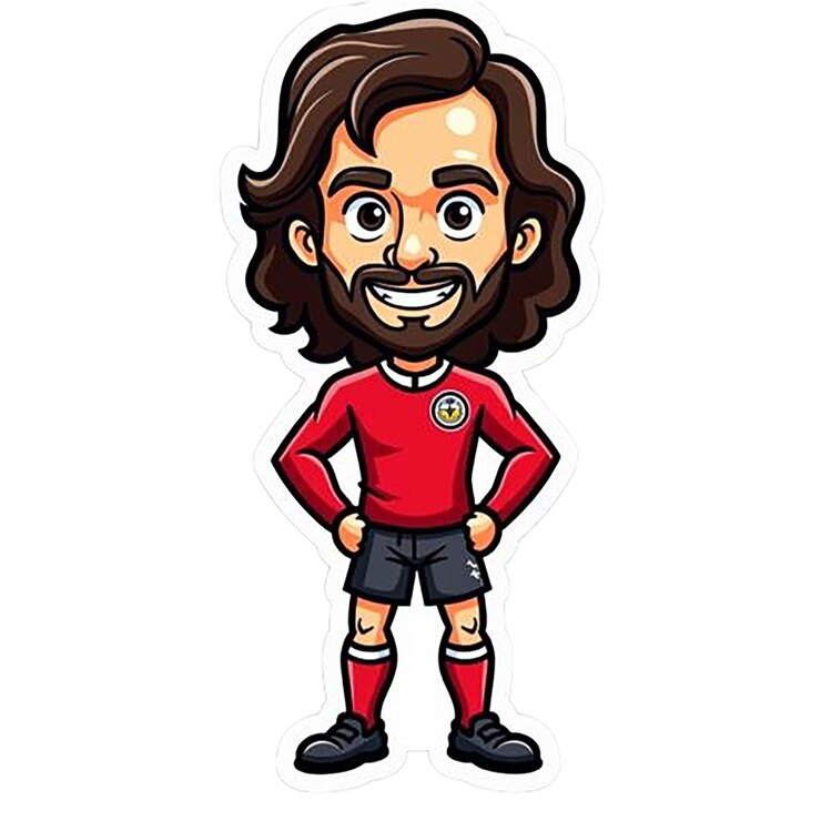 PSD um desenho de um homem com uma camisola de futebol