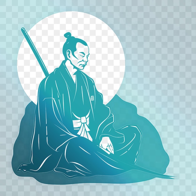 PSD um desenho de um homem em um kimono com um fundo azul