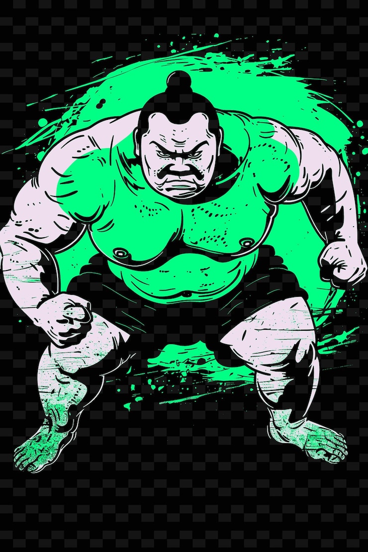 PSD um desenho de um monstro verde com um fundo verde