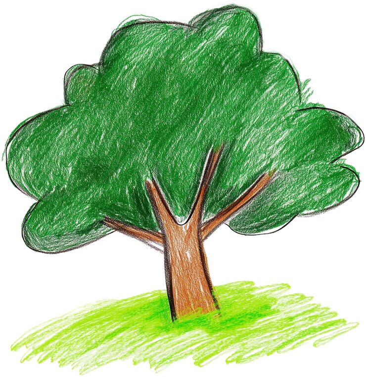 PSD um desenho de uma árvore com um verde