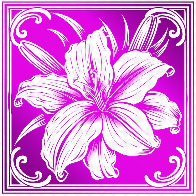 PSD um desenho de uma flor com um fundo roxo com um contorno branco