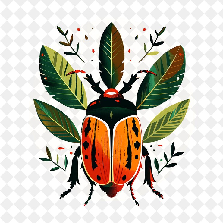 PSD um desenho de uma ladybug com folhas nele