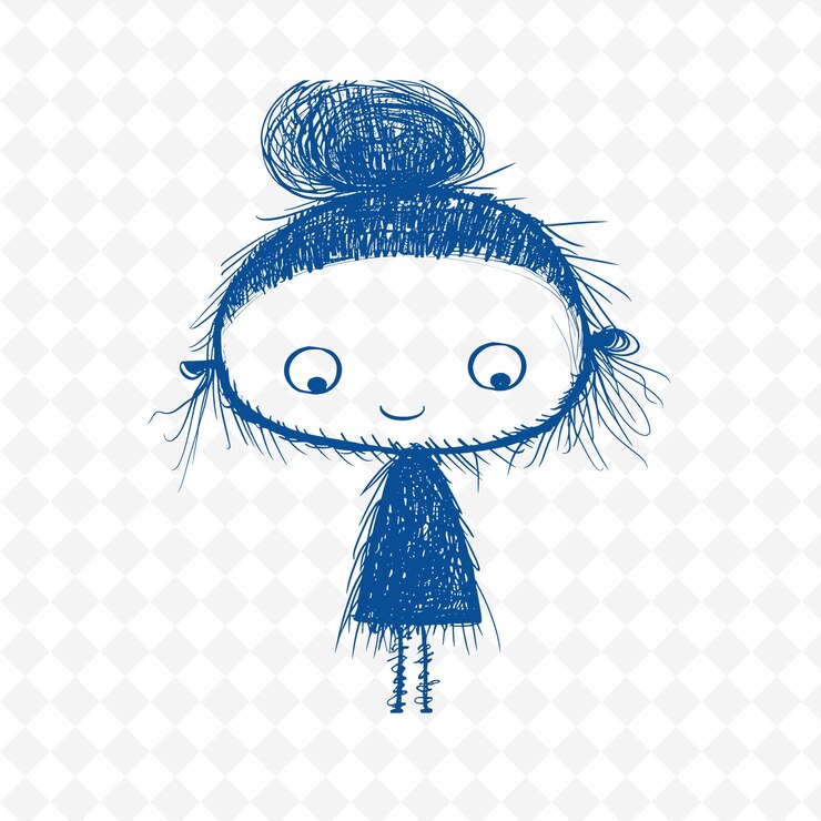 PSD um desenho de uma menina com um chapéu na cabeça