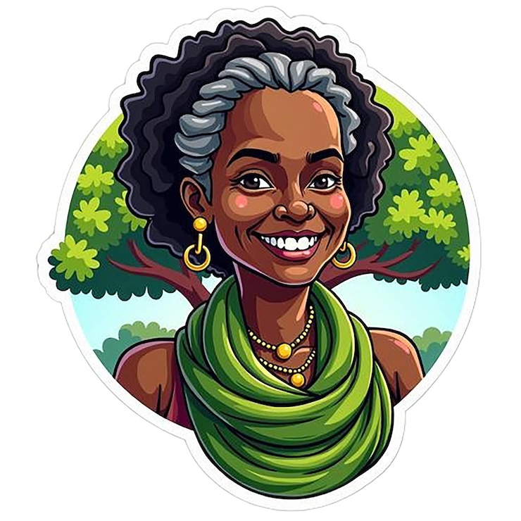 PSD um desenho de uma mulher com cabelo preto e um lenço verde