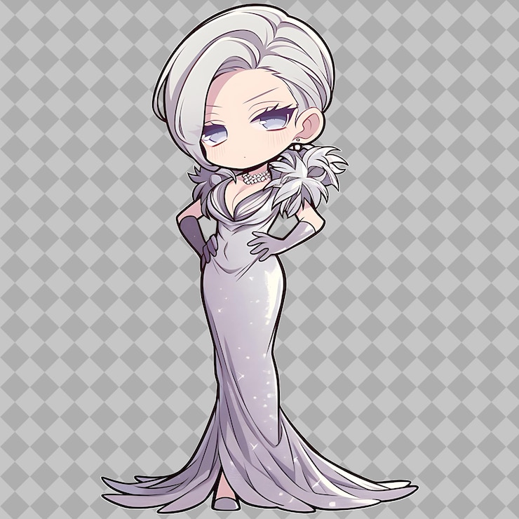 PSD um desenho de uma mulher com um vestido branco e uma flor no cabelo